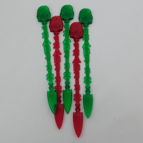 Frankies Tiki Room Lot of 5 Stir Swizzle Drink Sticks Red Green Las Vegas Bar - Picture 5 of 8